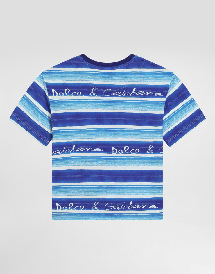 Dolce & Gabbana Jersey T-shirt with striped print Blue L4JTHVII7FT