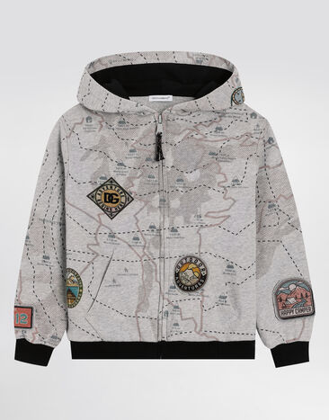 Dolce & Gabbana Felpa con cappuccio in melange stampa mappa Multicolore L4JWKLII7IY