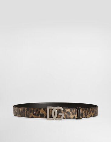 Dolce & Gabbana Reversible leopard-print calfskin belt Animal Print BC4685AQ926