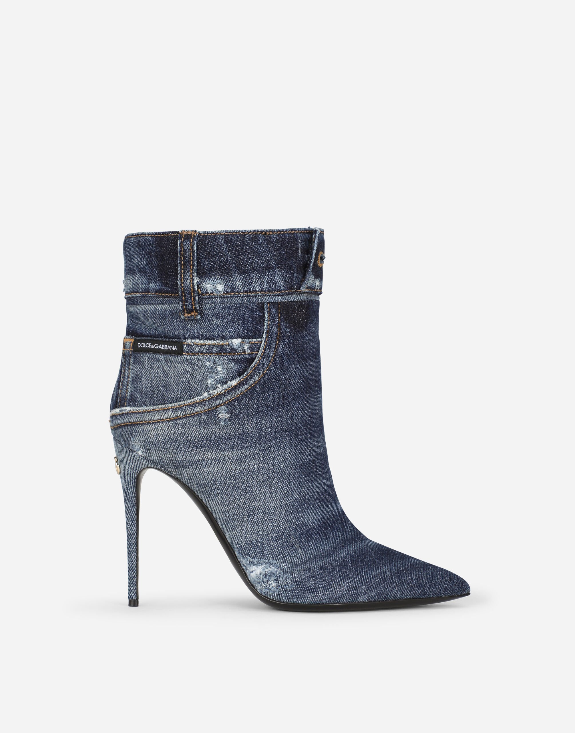 Dolce&Gabbana Patchwork denim ankle boots Black GY6IETFUFJR