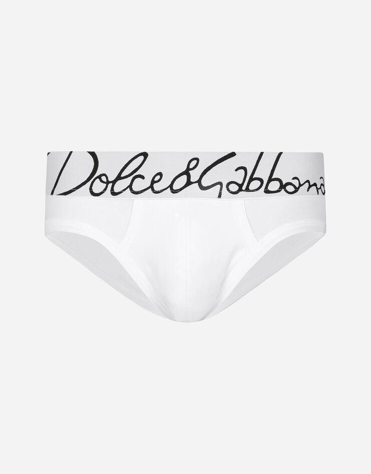Dolce & Gabbana Slip mi-long en coton stretch Blanc M3F31JONP20