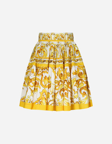 Dolce & Gabbana Short circle skirt in majolica-print cotton Print F4CB1THH5DV