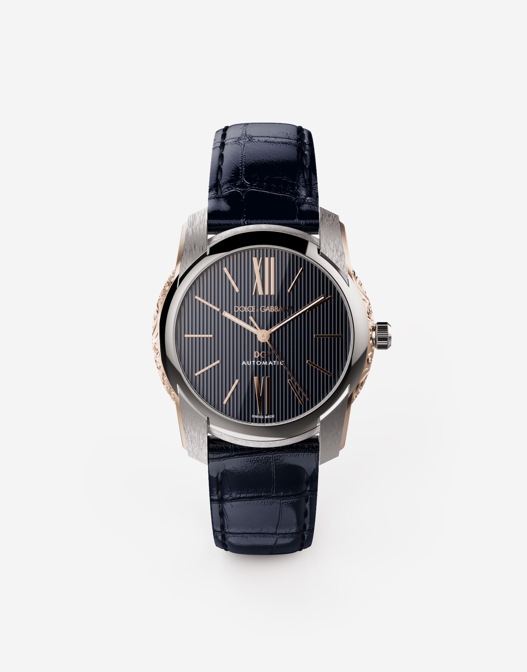 Dolce & Gabbana Reloj DG7 en acero con laterales grabados en oro Burdeos WWEEGGWW045