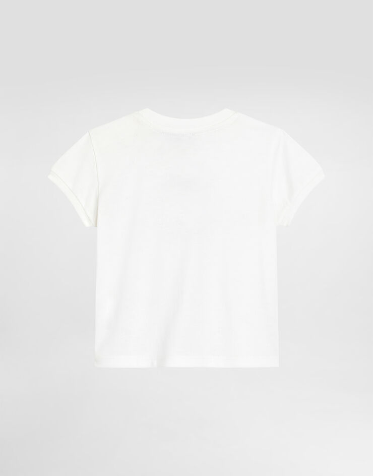 Dolce & Gabbana Jersey t-shirt with leopard print and glitter Dolce & Gabbana Jersey t-shirt with leopard print and glitter White L2JTJTG7PSI