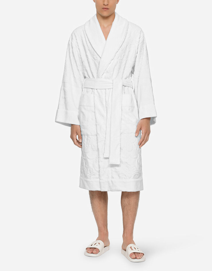 Dolce & Gabbana Bath Robe in Terry Cotton Jacquard Multicolor TCF009TCAGM