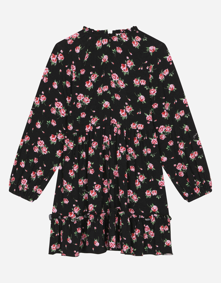 DolceGabbanaSpa Long-sleeved printed dress Black L5JD7JFSG7N