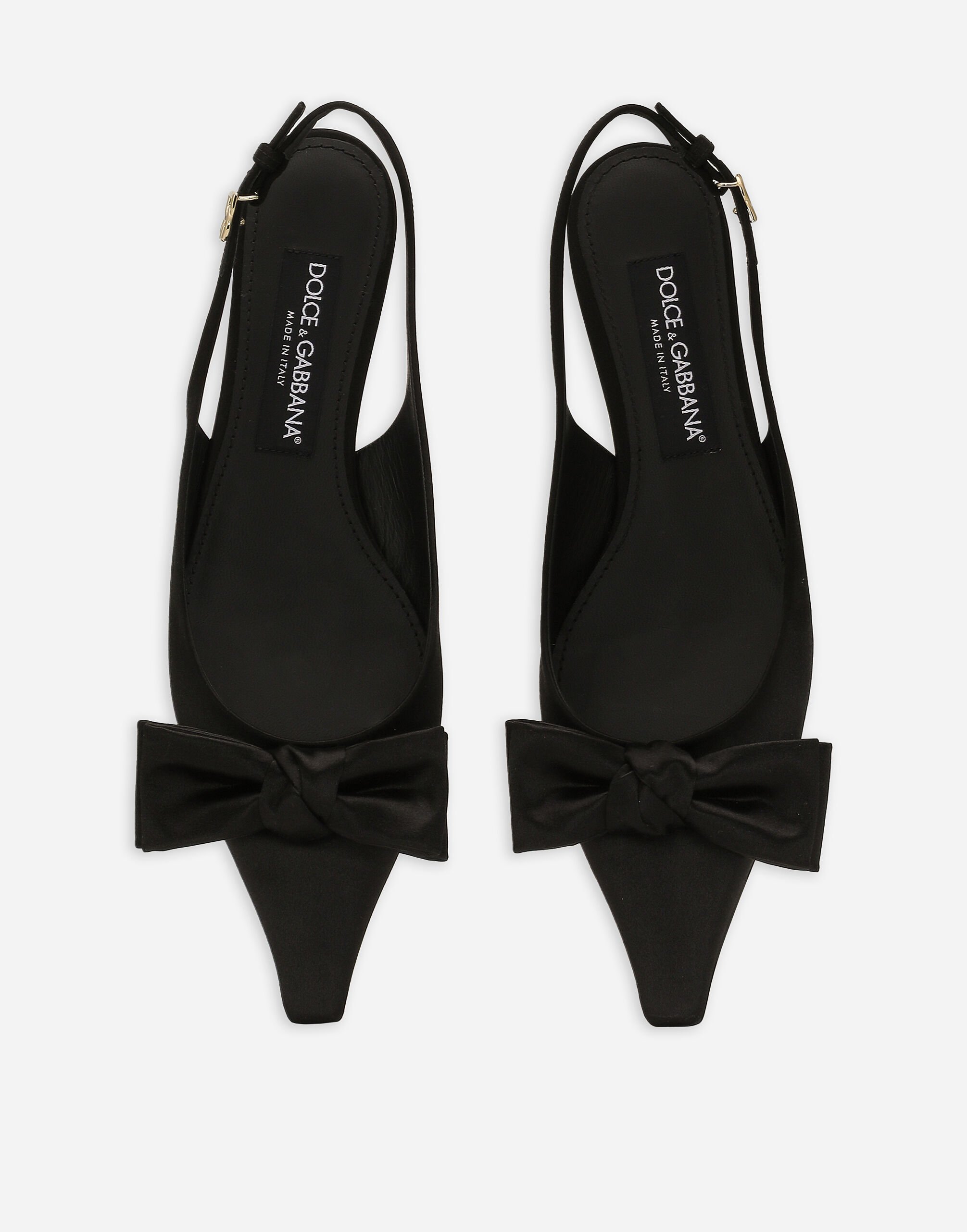 Satin slingbacks with bow detail in Black for Women | Dolce&Gabbana® US
