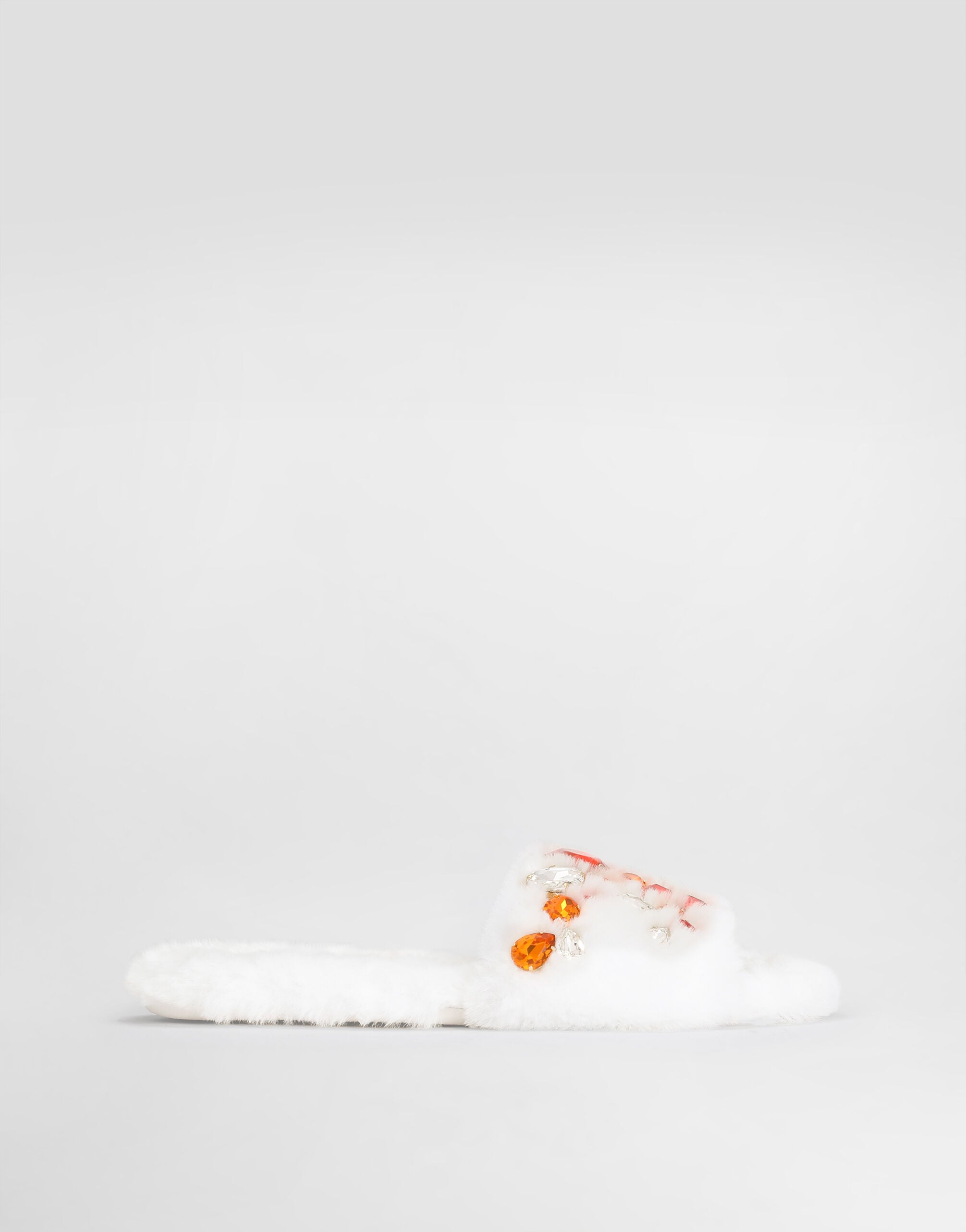 Whiteのウィメンズ Flat faux-fur slippers | Dolce&Gabbana®