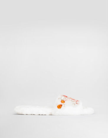 Dolce & Gabbana Flat faux-fur slippers White CQ0721A0612