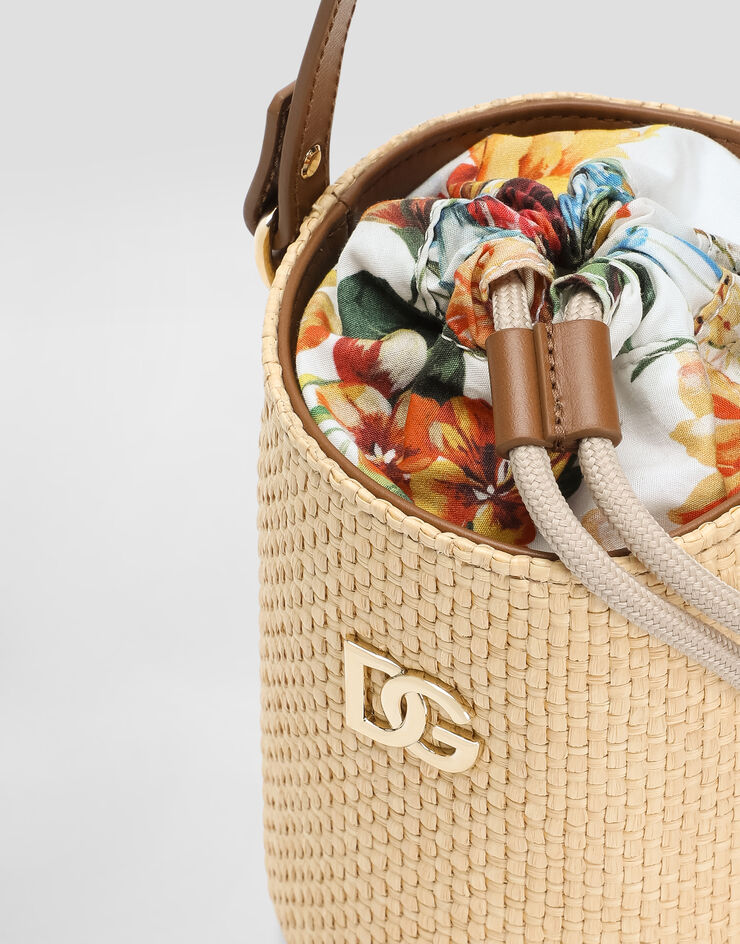 Dolce & Gabbana Straw and nappa calfskin coffa bag Print EB0266AU095