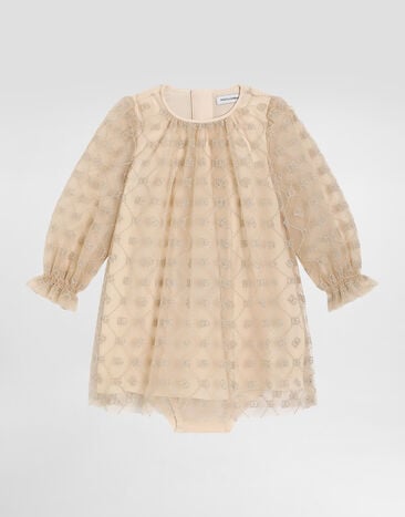 Dolce & Gabbana Robe en tulle brodé DG Beige L24DH9FLSLY