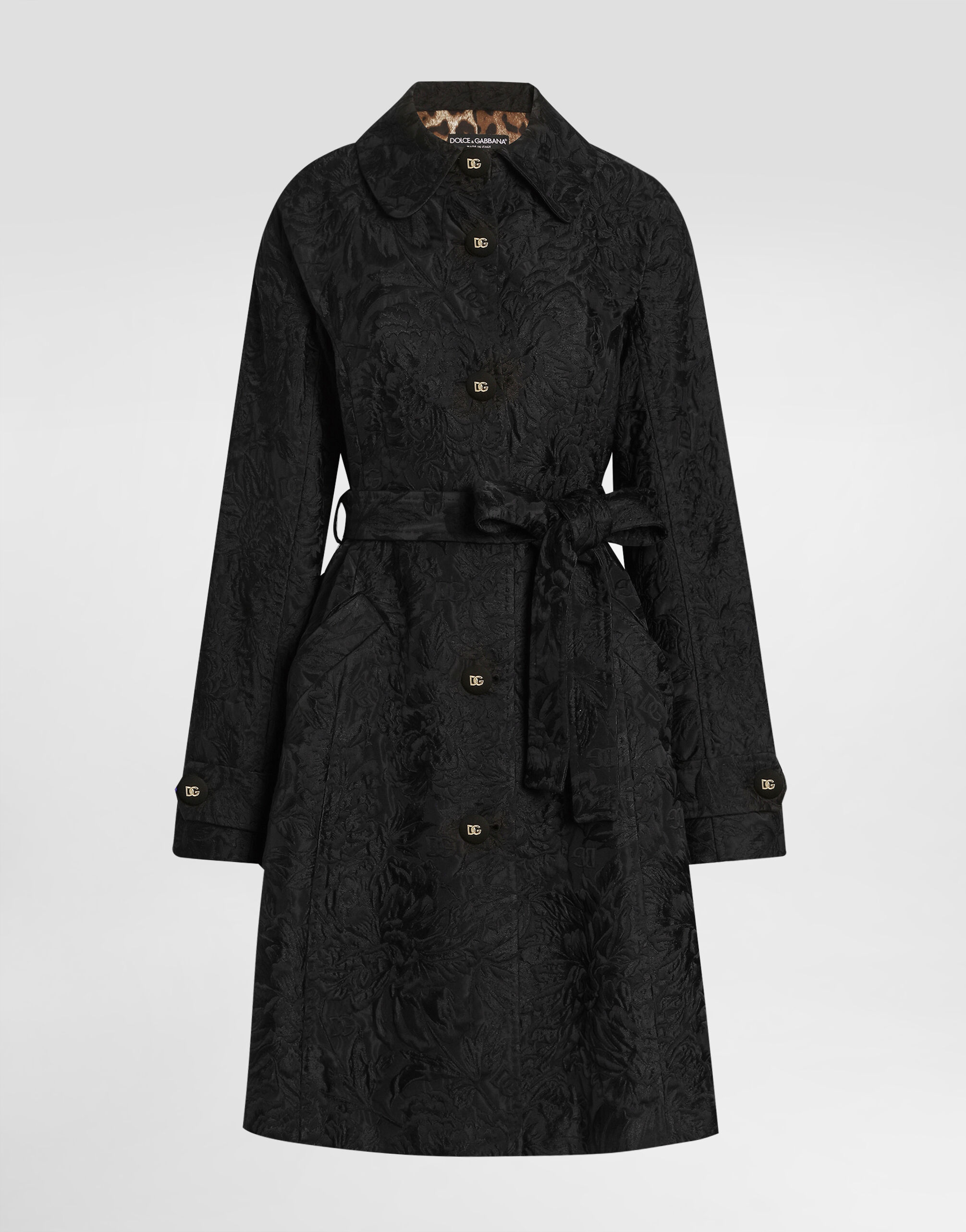 Brocade trench coat in Black for Women | Dolce&Gabbana®