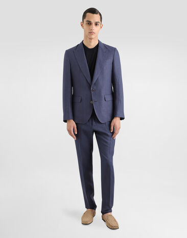 Dolce & Gabbana Veste Sicilia en lin Bleu G2QS6TGG862