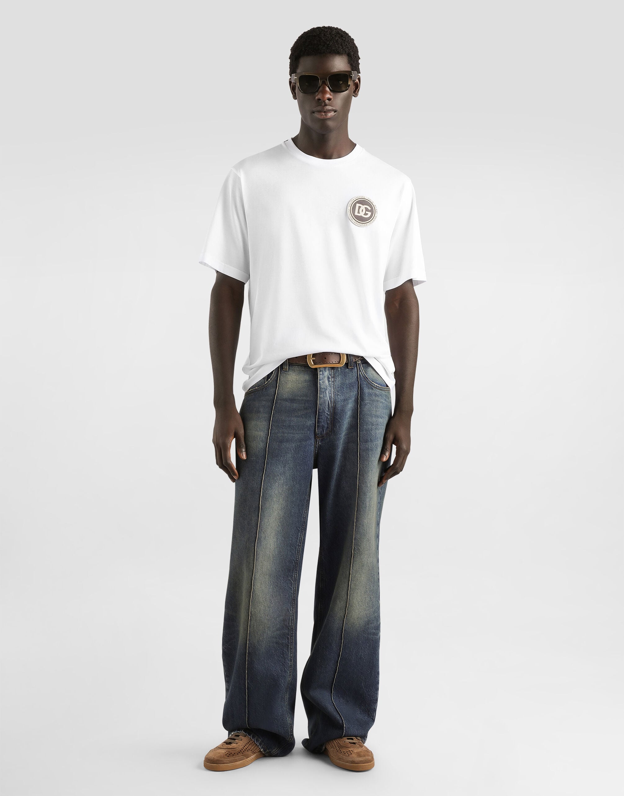 Cotton t-shirt with patch in White for Men | Dolce&Gabbana® US