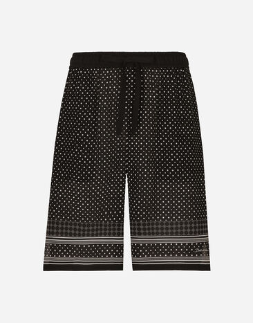 Dolce & Gabbana شورت للركض حرير بطبعة ربطة عنق مطبعة GV37ATHI1UC