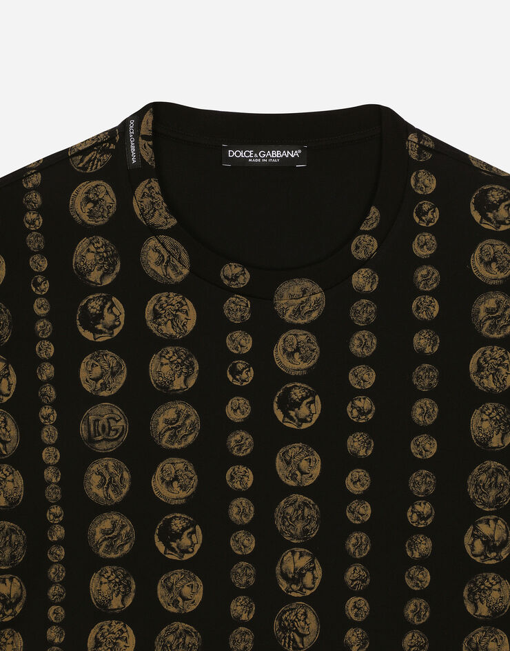 Dolce&Gabbana All-over coin print cotton T-shirt Black G8PN9TG7JGU