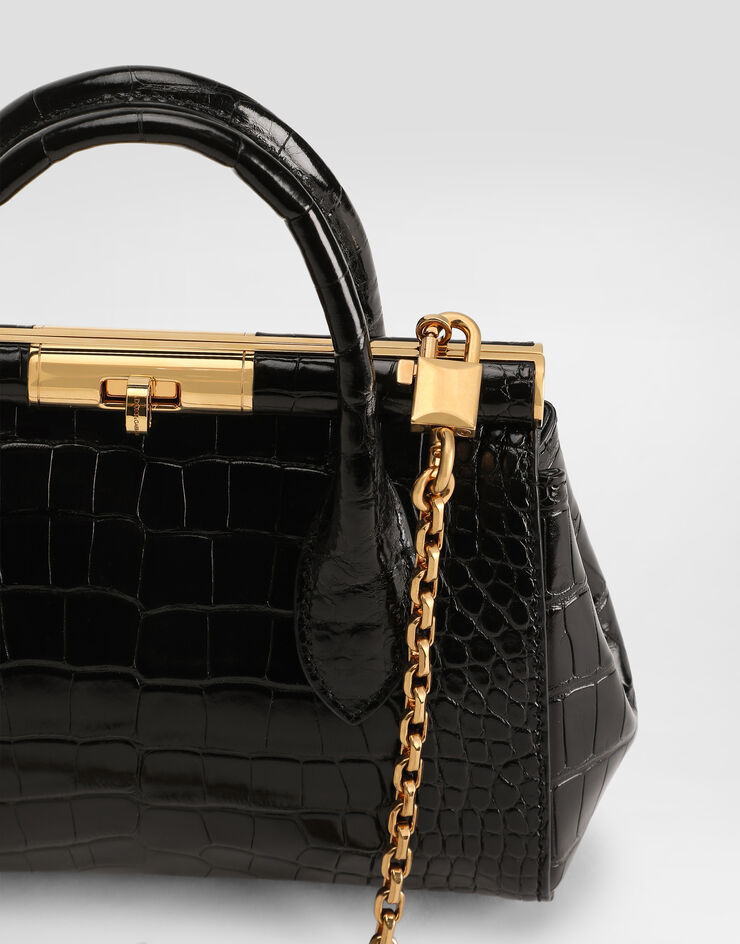 Dolce & Gabbana Marlene day mini handbag in polished alligator Black BB7744A2R08