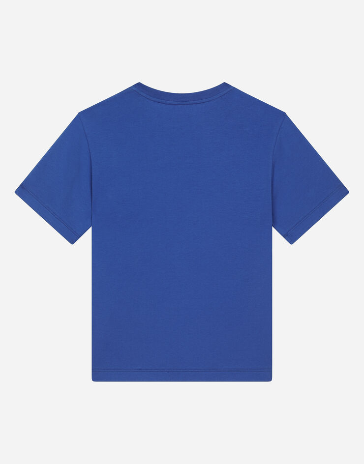 Dolce & Gabbana T-shirt in jersey con placca logata Blu L4JTBLG7M4S