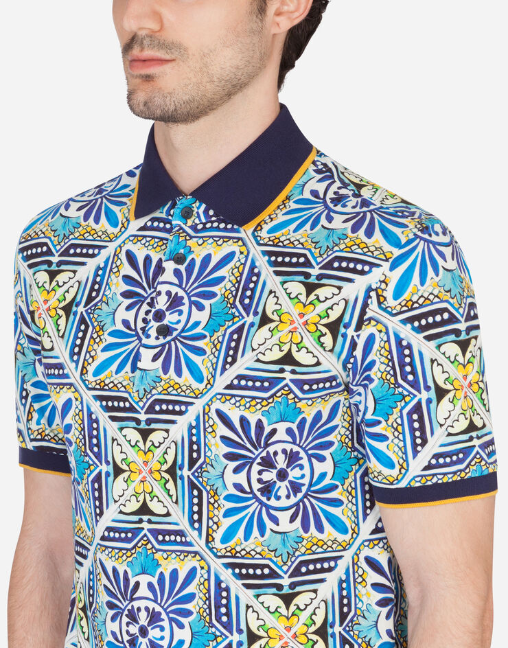 Dolce & Gabbana Cotton polo shirt with maiolica print MAIOLICA PRINT G8LB0TFI7VM