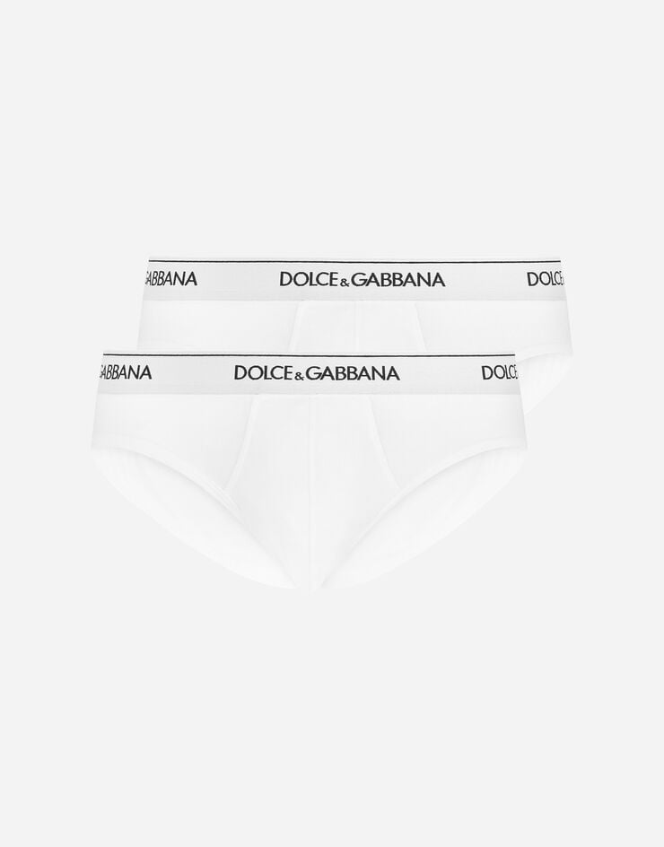Dolce & Gabbana Трусы-слипы средней посадки из эластичного хлопка (комплект × 2) белый M9C03JONN95