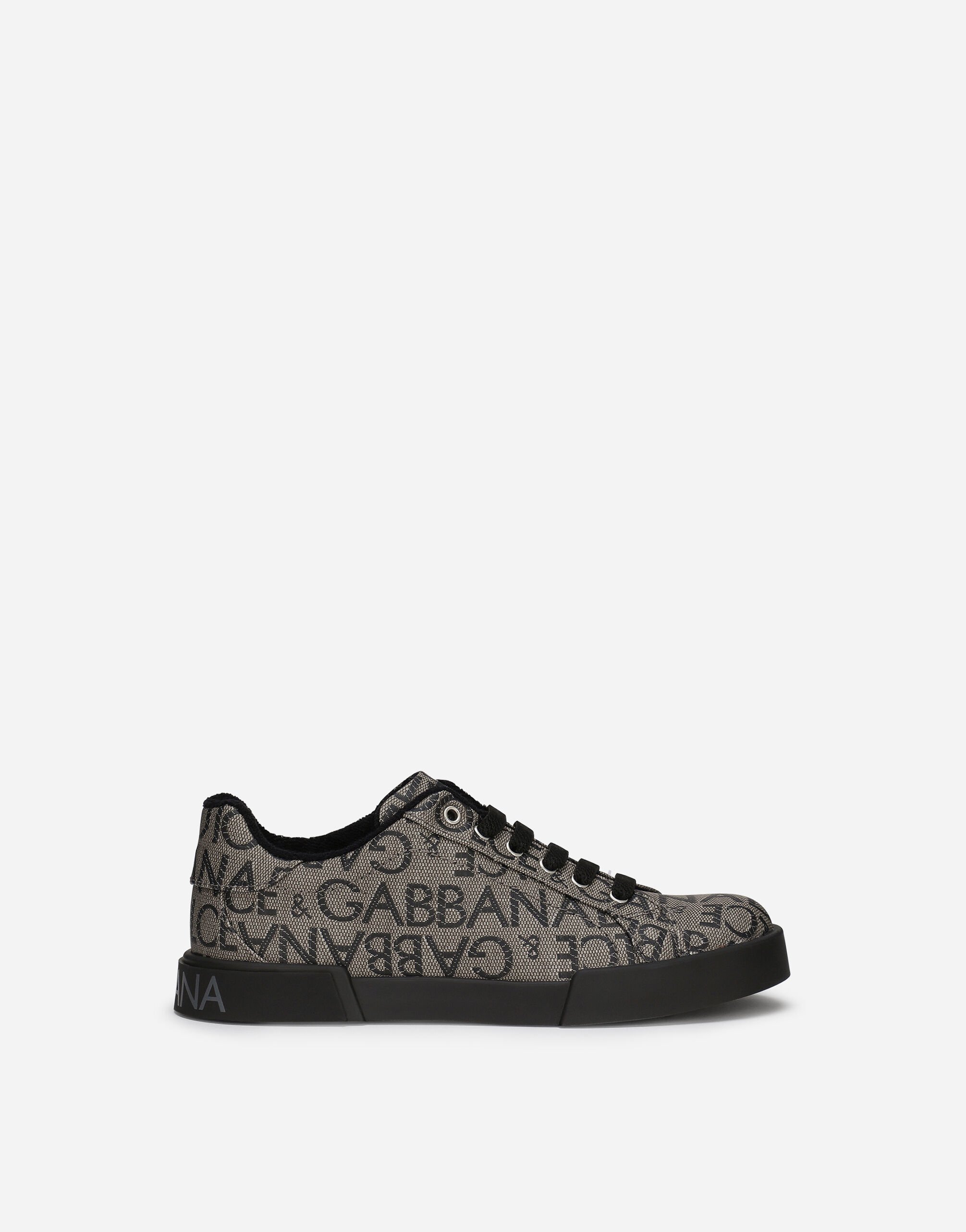 Dolce&Gabbana Portofino sneakers in coated jacquard logo Black DL0071AL555