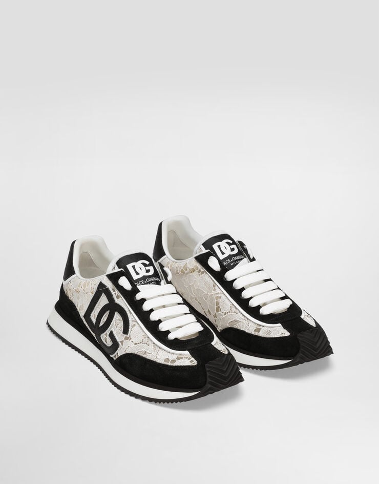Dolce & Gabbana DG Cushion sneakers in calfskin and fabric Multicolor CK2340A9AC2