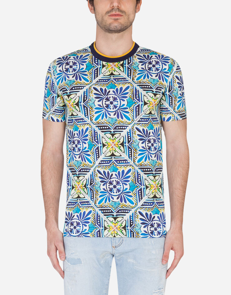 Dolce & Gabbana Cotton t-shirt with maiolica print MAIOLICA PRINT G8KD0THS7B4