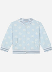 Dolce & Gabbana Zip-up jersey hoodie with rubberized logo print Azul Claro L1JTEYG7L1B