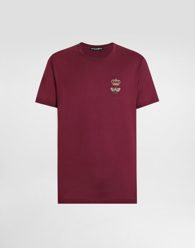 Dolce & Gabbana Cotton T-shirt with embroidery Bordeaux G8PV1ZG7WUQ