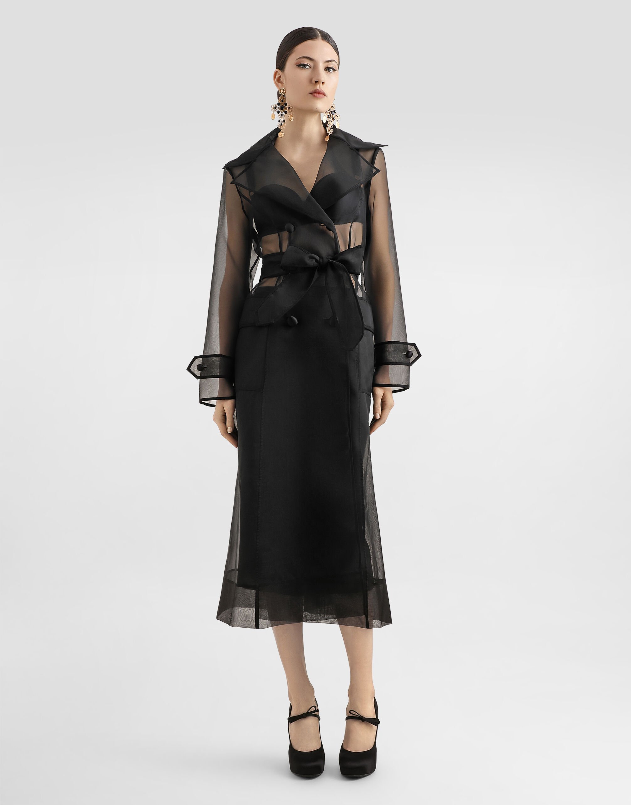 アウターその他 DOLCE & GABBANA Technical organza trench coat Blackのウィメンズ Technical organza trench coat | Dolce&Gabbana®