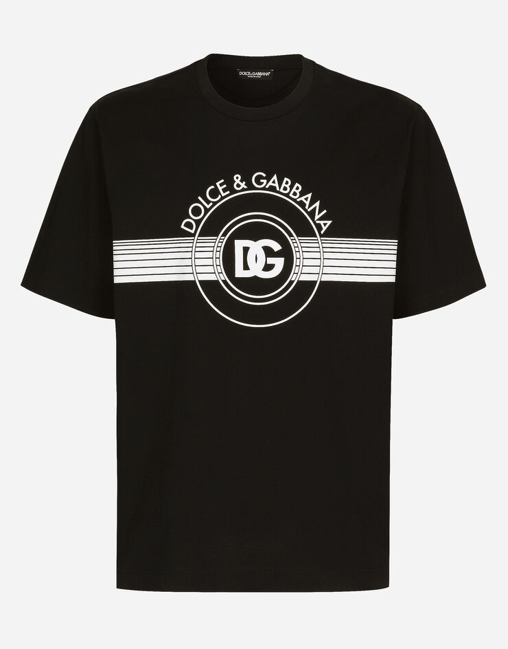 Dolce & Gabbana DG 徽标印花棉质双面布 T 恤 黑 G8PN9TG7J6B