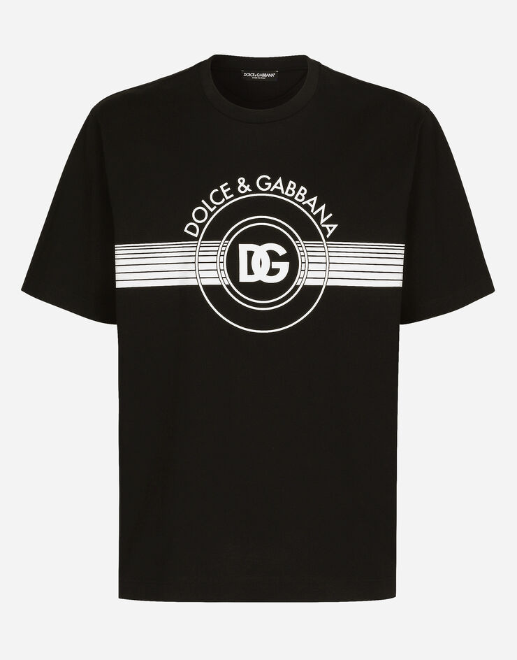 Dolce & Gabbana Camiseta en interlock de algodón con estampado del logotipo DG Negro G8PN9TG7J6B