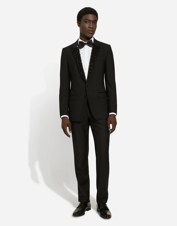 Dolce & Gabbana Single-breasted Martini-fit jacket with embroidered lapels Black G2LK0ZGH618