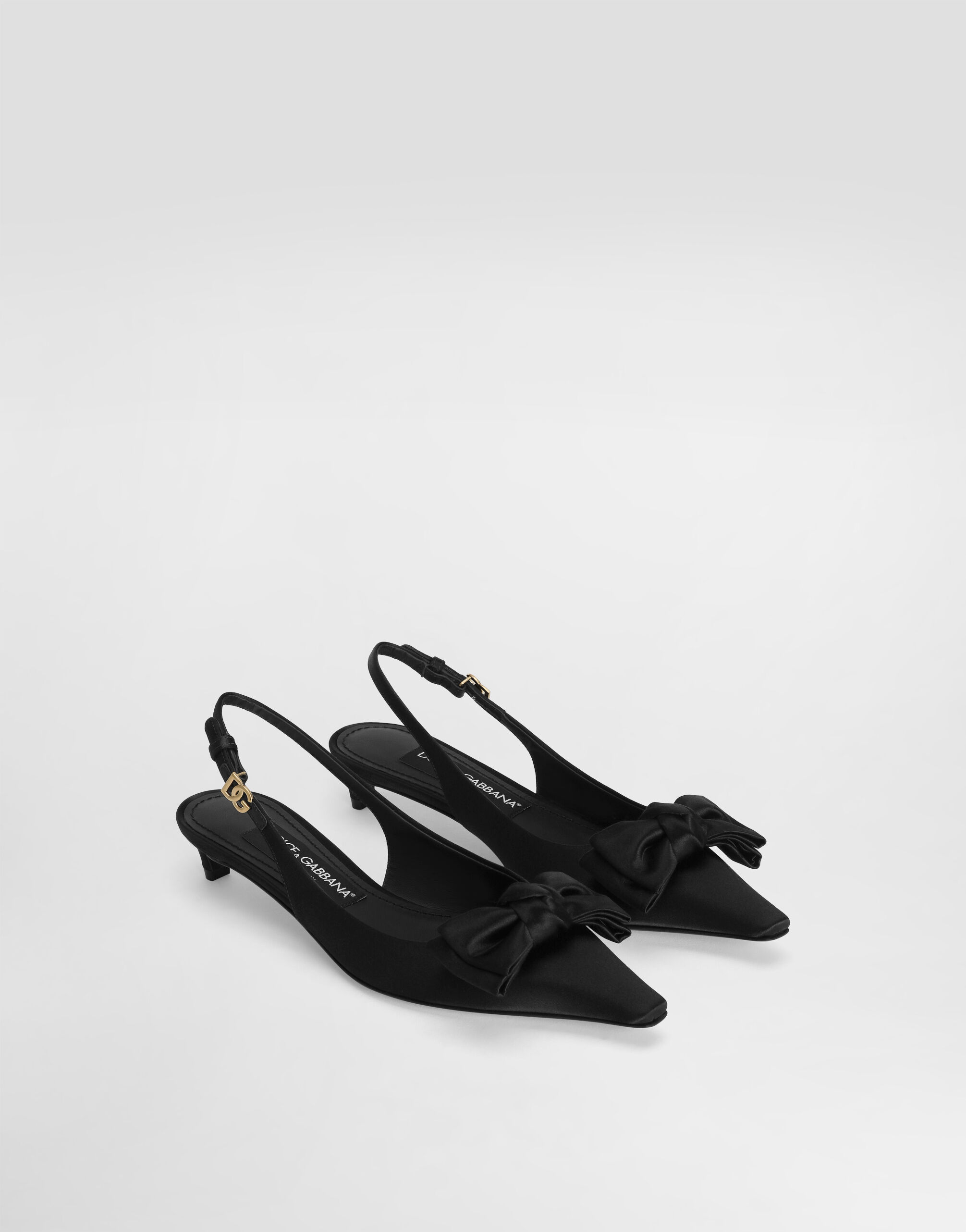 Satin slingbacks with bow detail in Black for Women