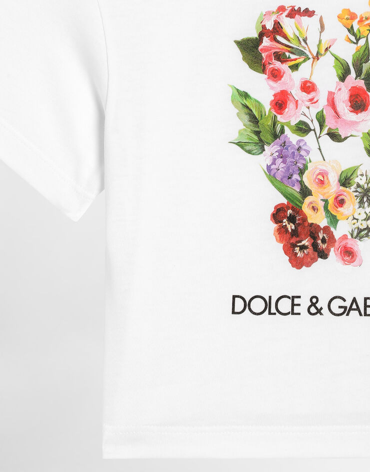 Dolce & Gabbana Jersey T-shirt with mixed floral print Blanco L5JTHWG7M1Y