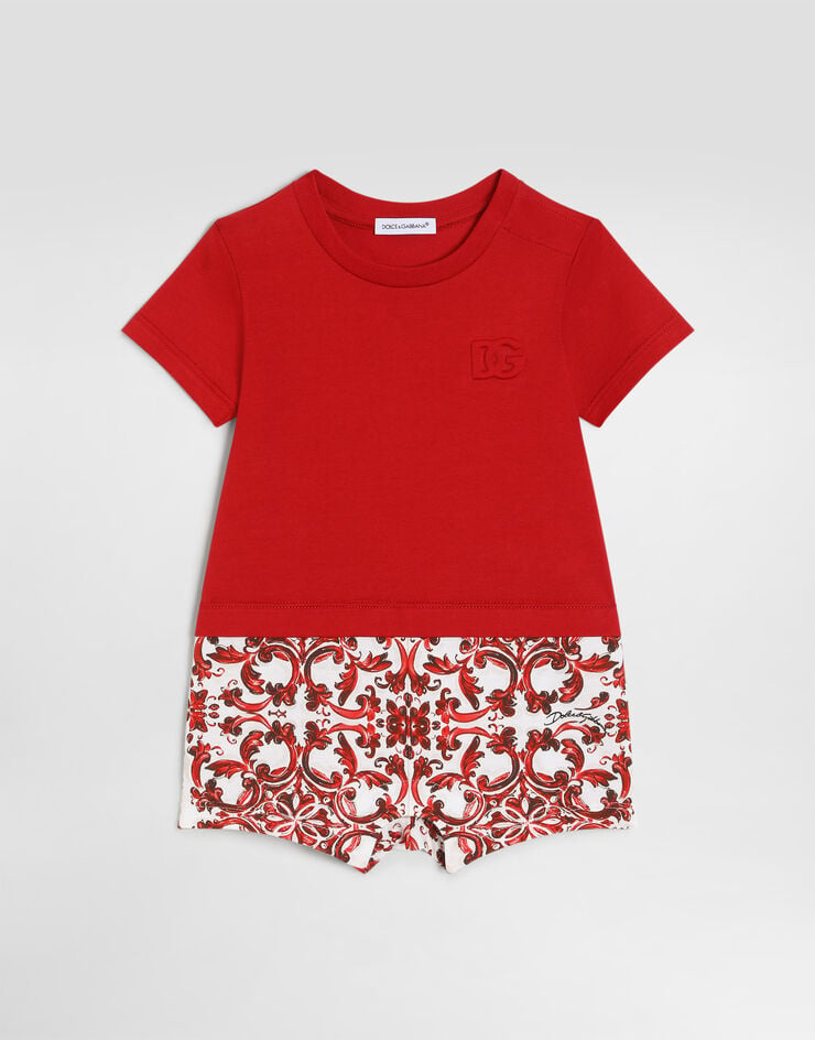 Dolce & Gabbana Majolica-print jersey romper Dolce & Gabbana Majolica-print jersey romper Multicolor L1JO2GG7P5A