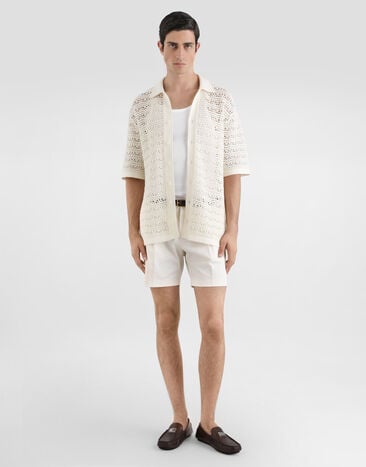 Dolce & Gabbana Hemd mit Häkelmuster White GXVFATJGMDA