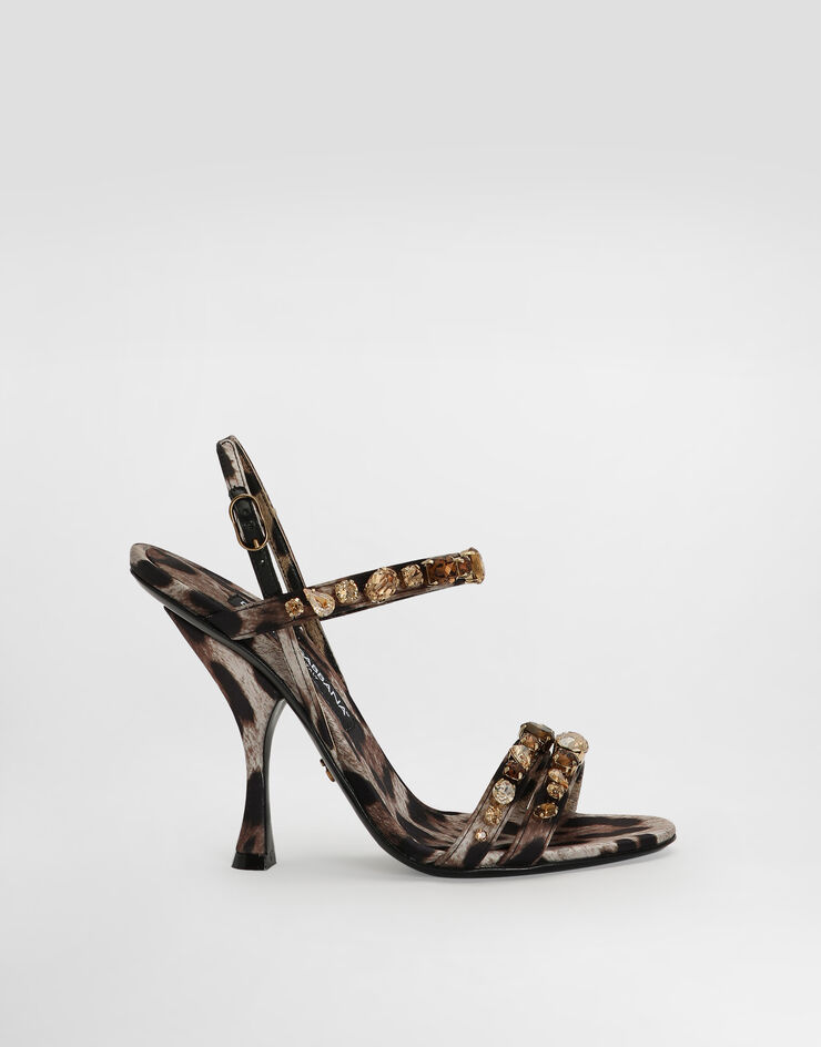 Dolce & Gabbana Leopard-print satin sandals with embellishments Dolce & Gabbana Leopard-print satin sandals with embellishments Print CR1930A0079