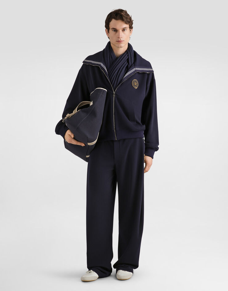 Dolce & Gabbana Jersey sweatshirt with patch Blue G9CEOZFUGVE