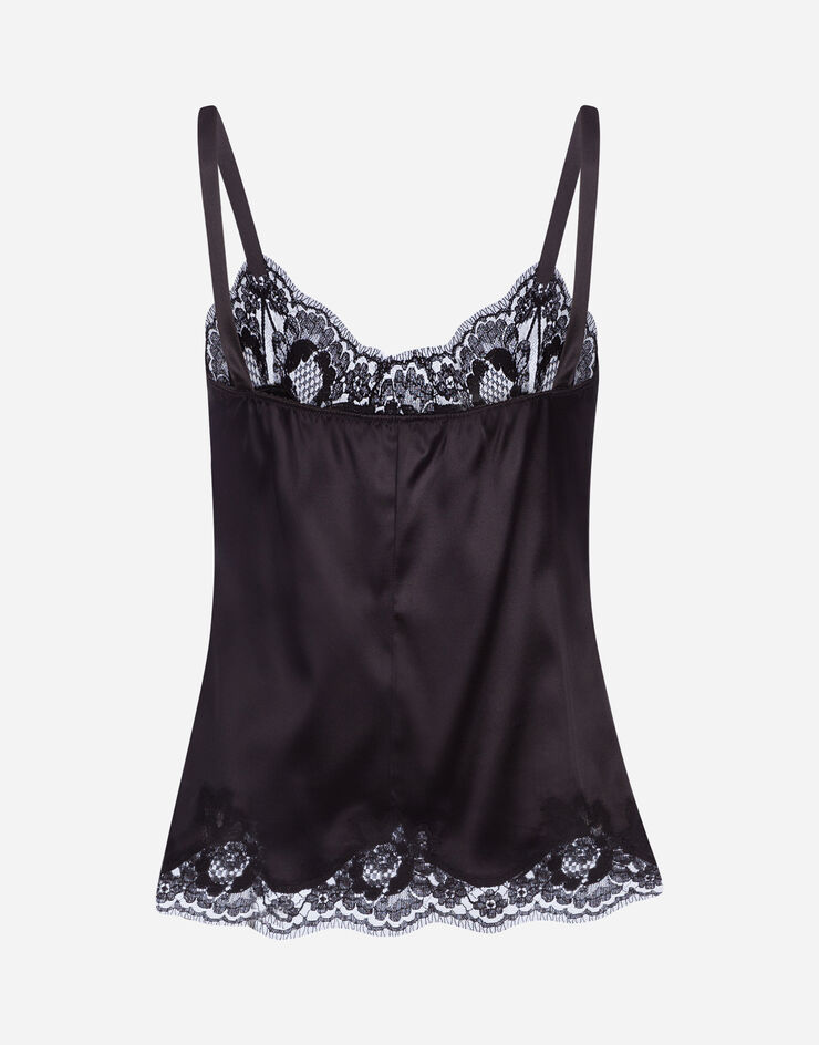 Dolce & Gabbana Lingerie top in satin and lace Black O7A00TFUADG