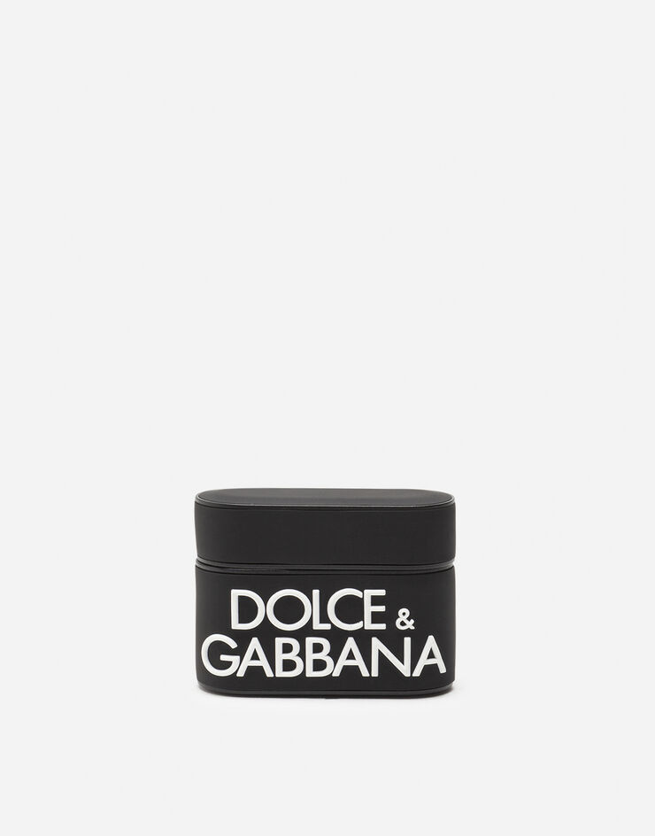 Dolce & Gabbana Rubber airpods pro case with micro-injection logo Black/White BP2816AW401