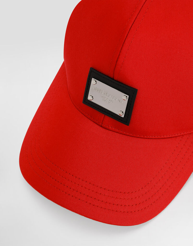 Dolce & Gabbana Cotton baseball cap with logo tag Bordeaux GH590AGF421