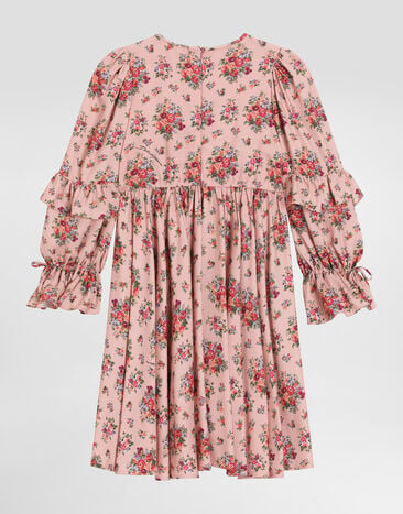Dolce & Gabbana Vestido en voile con estampado de ramilletes de flores pequeñas Multicolor L54DR2FS8DO