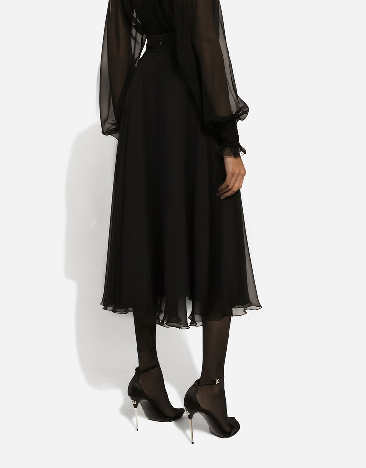 Dolce & Gabbana Chiffon calf-length circle skirt Black F4CSOTFU1AT