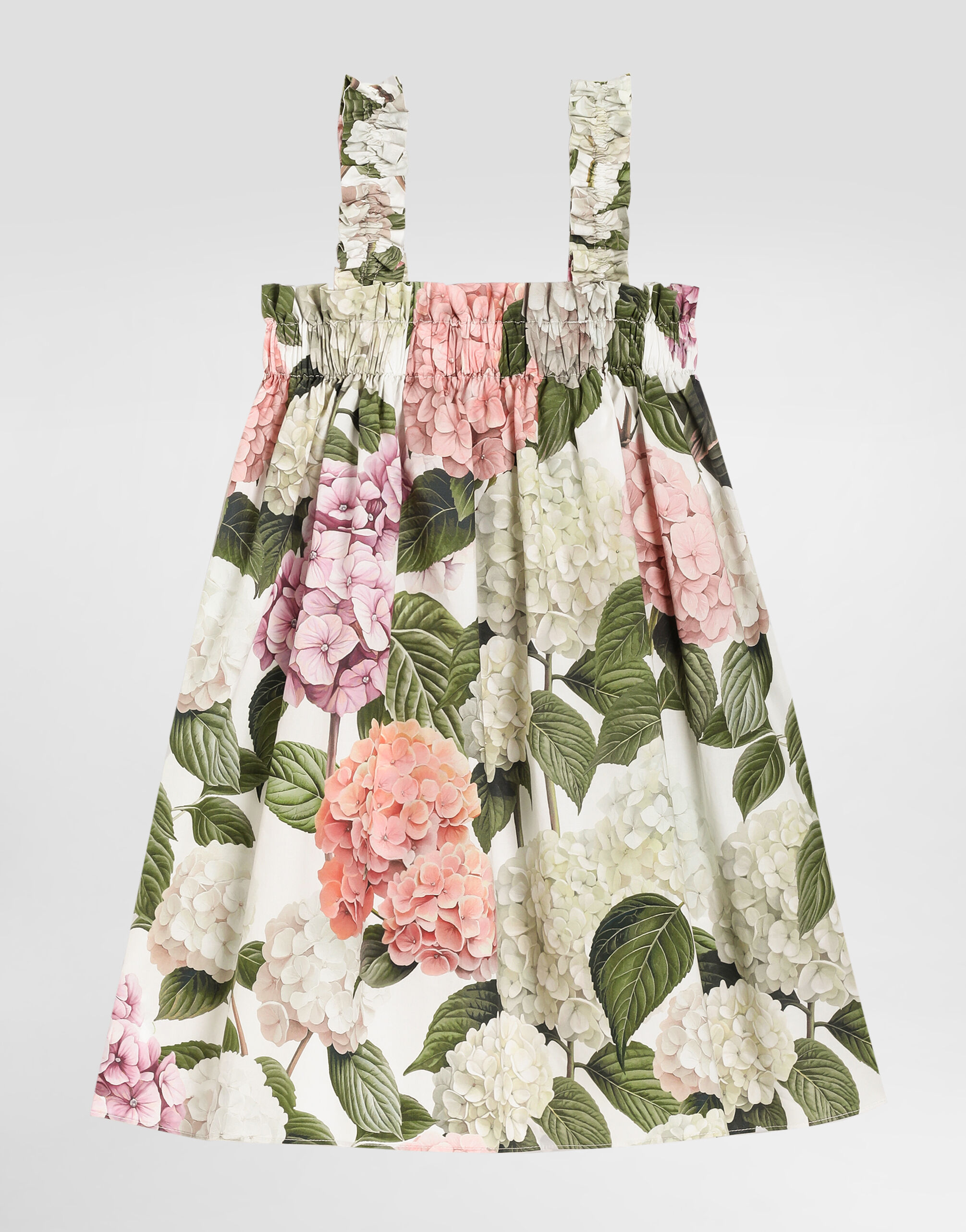 Hydrangea-print poplin dress in Multicolor for Girls