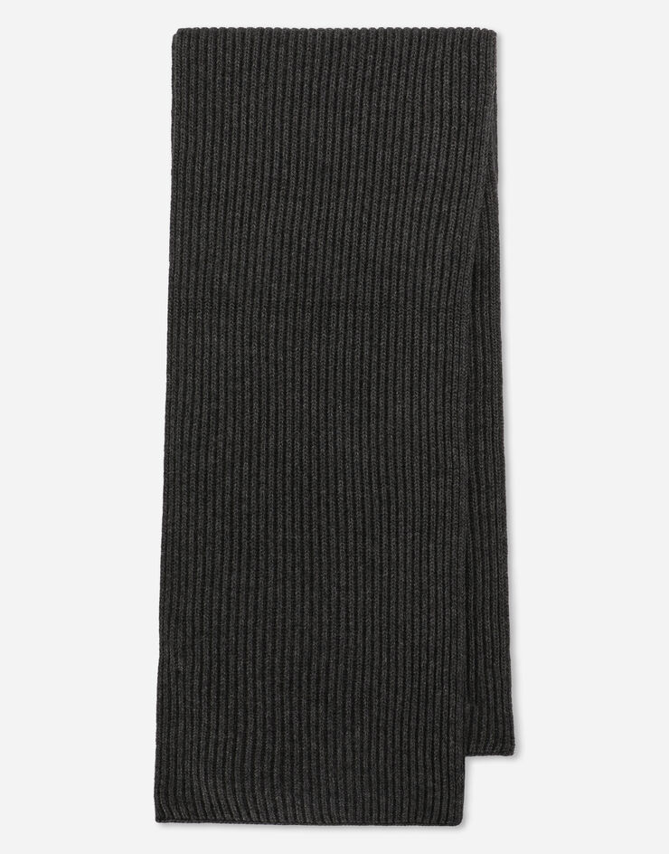 Dolce & Gabbana Wool scarf with DG patch Grau GXK64TJEMQ5