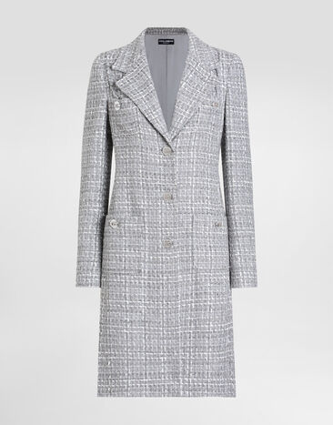 Dolce & Gabbana Single-breasted lamé tweed bouclé coat Beige F0W3STHUMVM