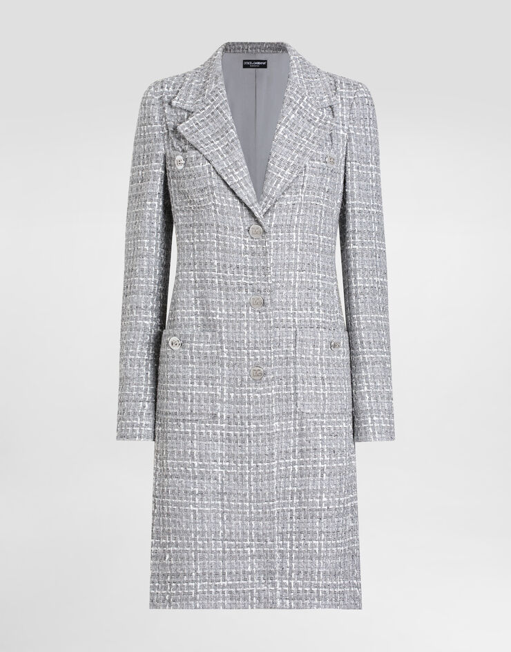 Dolce & Gabbana Single-breasted lamé tweed bouclé coat Multicolor F0F1STFQOAB