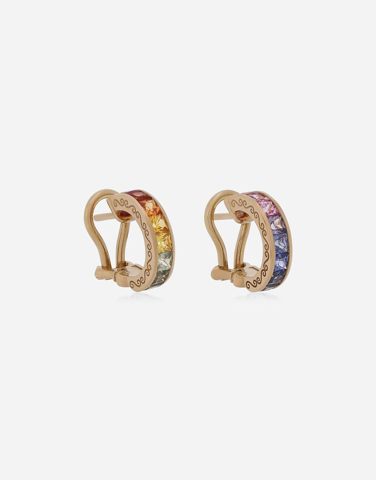 Dolce & Gabbana Pendientes Rainbow en oro amarillo de 18 kt con zafiros multicolores y diamantes Dorado WEQA7GWMIX1