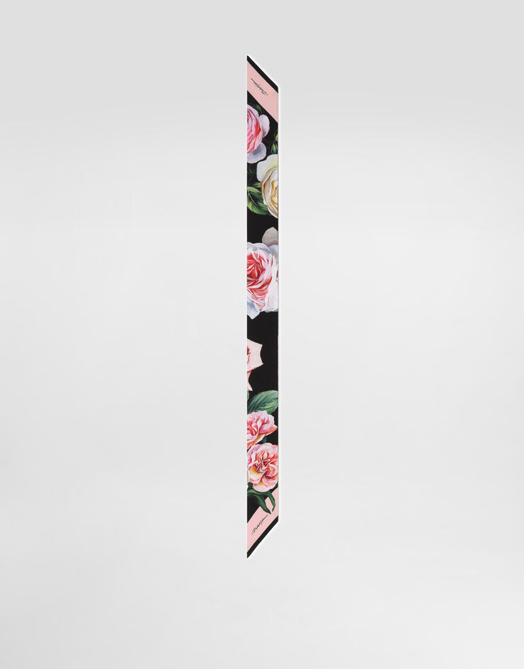 Dolce & Gabbana Bandana de sarga con estampado de peonías y rosas 6 x 100 Imprima FS215AGDCUN